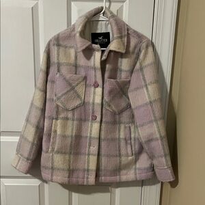 Hollister Checkered Jacket in Pink and Cream